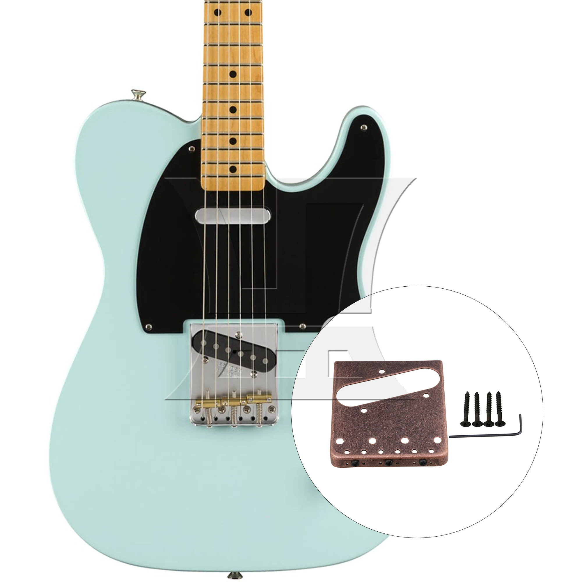 

Yibuy 8.5x7.5x1cm Guitar Bridge Red Bronze 6 Strings Hard Tail Fixed Type Guitar Bridge for Electric Guitar