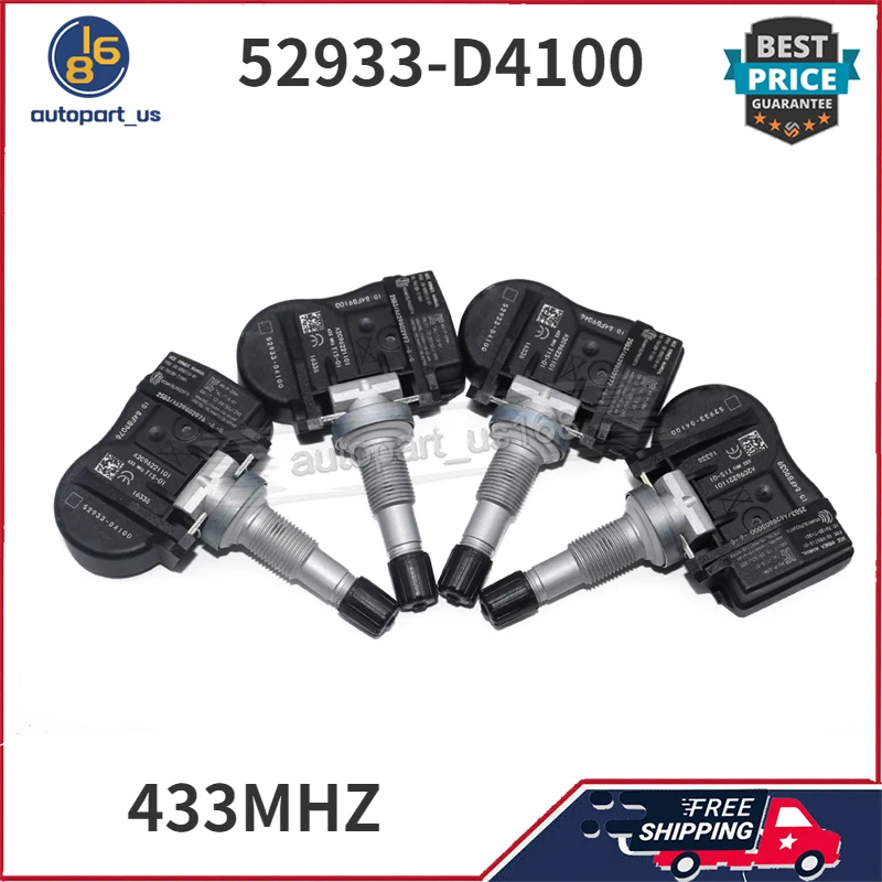 Sensor de presión de neumáticos, 4 piezas, 52933-D4100, para Genesis G90 Hyundai Grandeur [HG] Grandeur [IG] Ioniq [AE] Kia Optima [JF] Soul [SK3]