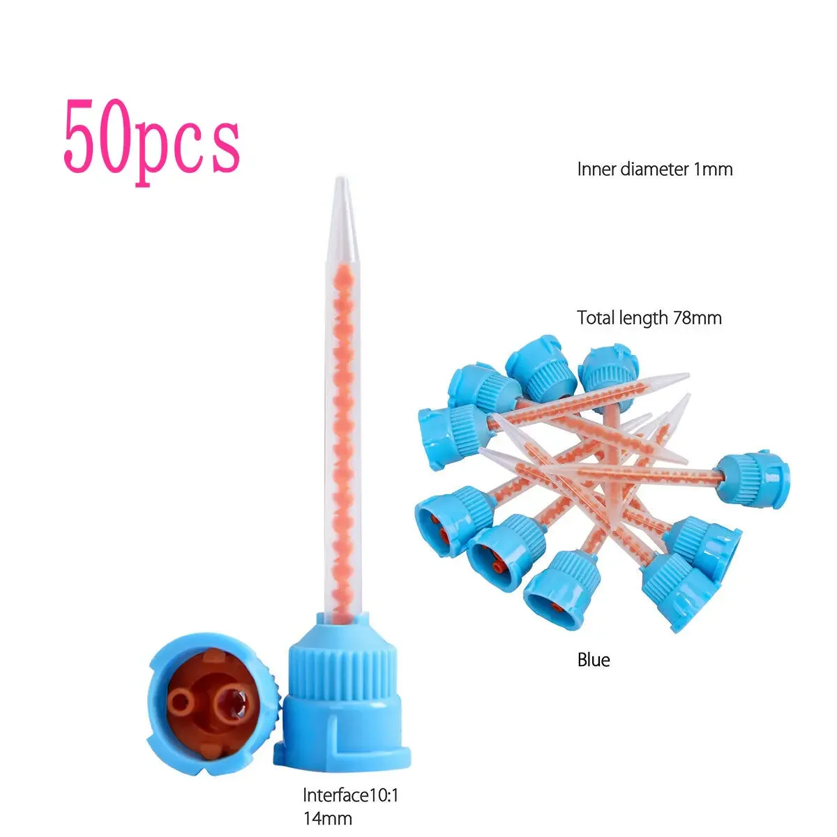 50pcs materiais odontológicos borracha de silicone odontologia transportando cabeça de mistura descartáveis bicos de impressão pontas de mistura