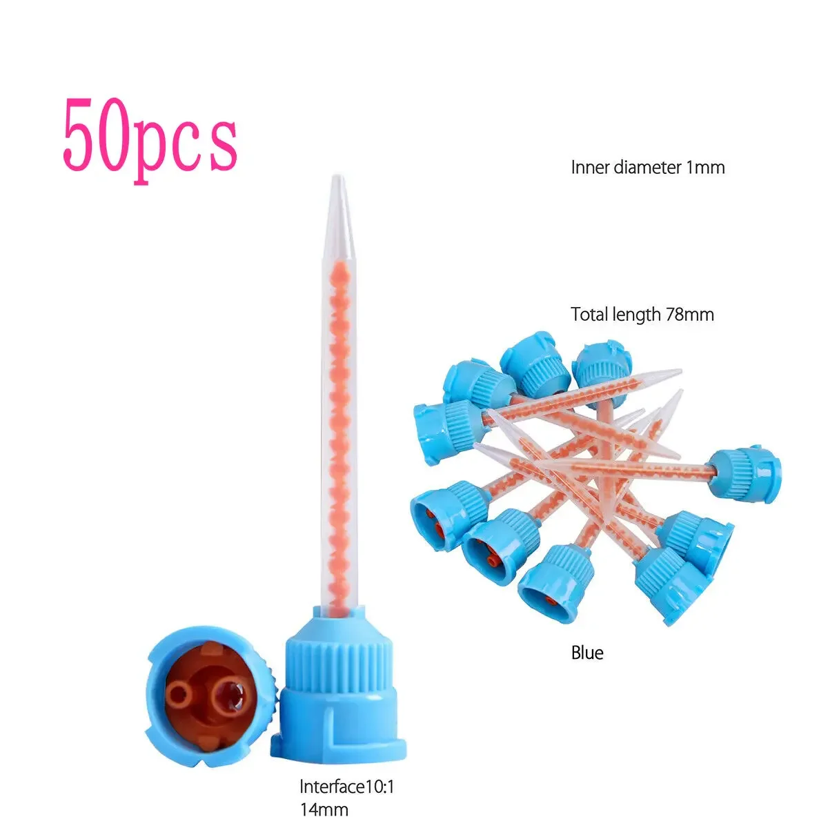 50 pezzi materiali dentali odontoiatria gomma siliconica trasporto testa di miscelazione ugelli per impronte usa e getta punte di miscelazione tubo