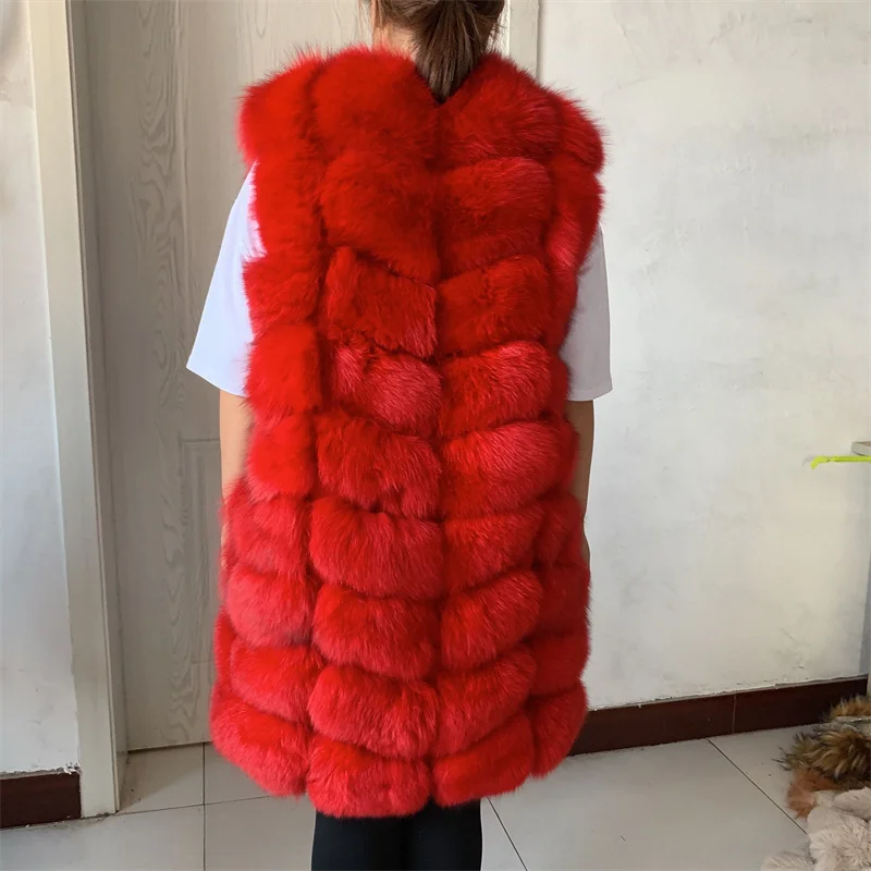 Vera pelliccia di volpe gilet caldo gilet di pelliccia di volpe autunno e inverno lungo da donna di alta qualità 100% naturale gilet di pelliccia di volpe gilet di pelliccia di moda