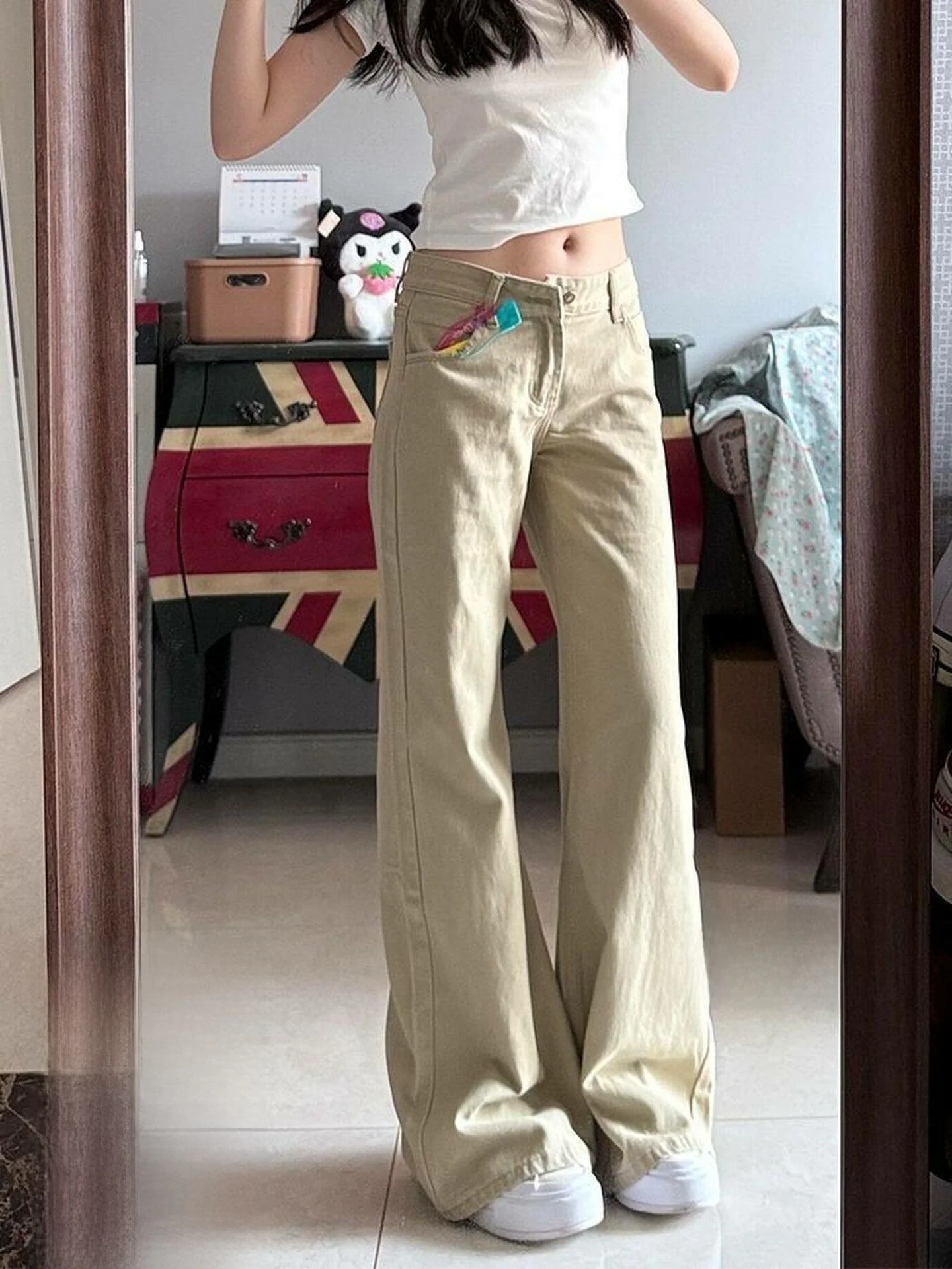 

High Waist Thin Denim Jeans Women's Summer New Style American Retro Khaki Wide Leg Jeans Straight Cut Daily Wear Ladies Jeans