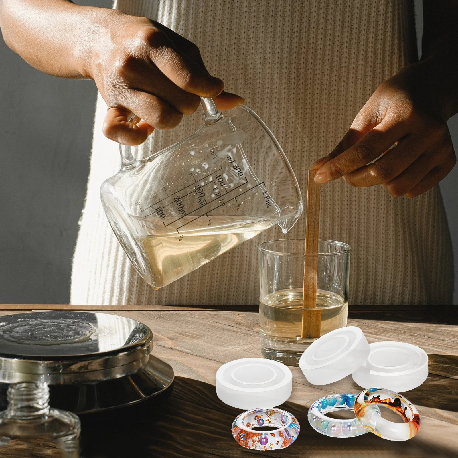 

10Pcs Half Cylinder Silicone Ring Molds DIY Craft Jewelry Casting Mold for Ring Pendant Charm Making Silicone Casting Mold