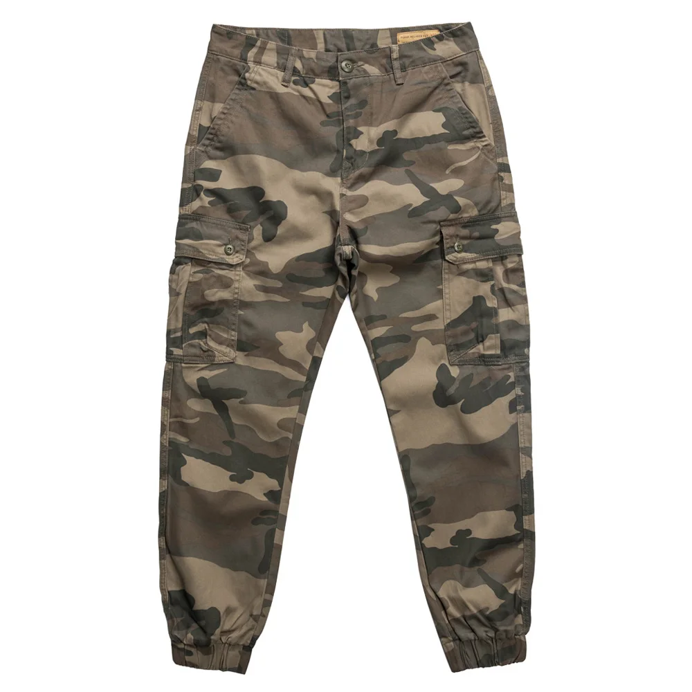 100% Cotton Camouflage Men Workwear Pants Spring Autumn Amekaji Retro multi pocket outdoor work American Casual Cargo Trousers
