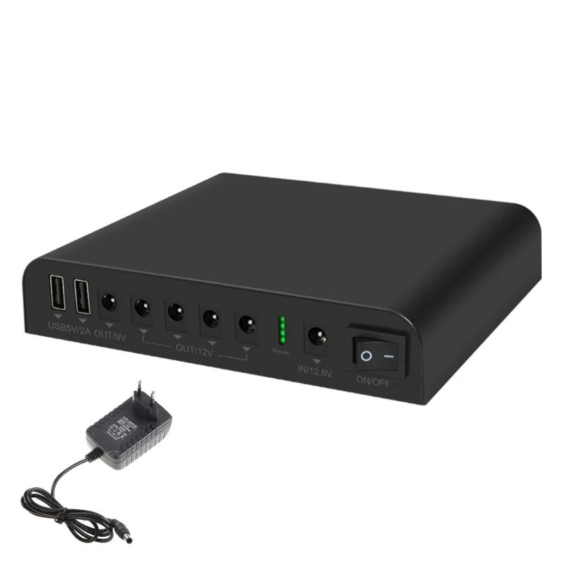 Mini UPS Power Supply PowerBank for WIFI, Modem/Router, VOIP, Cameras 12000mAh Battery Double USB 5V2A DC12V8V5V Output