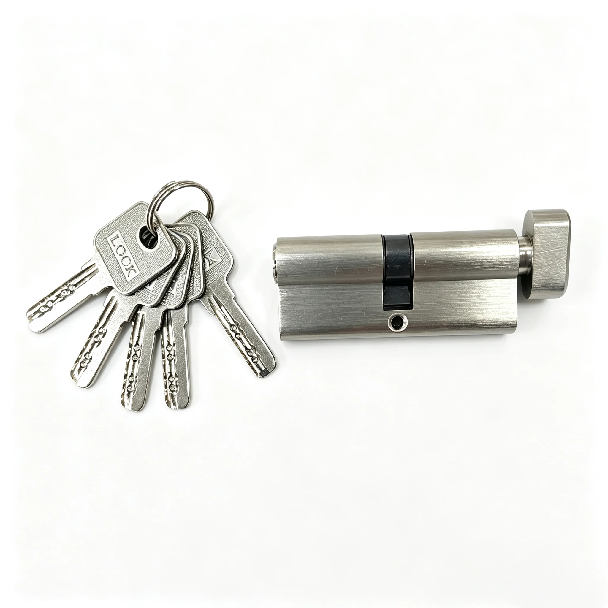 1Pc European Standard 80Mm/32.5Mm Single-Opening Copper Core Large Lock Cylinder, Comes with Five Keys, Rust-Resistant and Corrosion-Resistant, High-Quality with a Metallic Shine, Single-Sided Knob Lock Cylinder Provides Ultimate Protection, Suitable for Security Doors, Office Doors, Room Doors, Etc., a Must-Have for Installation