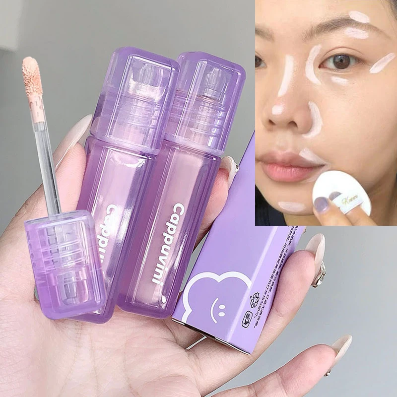 Small Violet Tube Liquid Concealer Foundation Skin Tone Repairing Oil-Control Concealer Base Cream Cover Spots Dark Circles