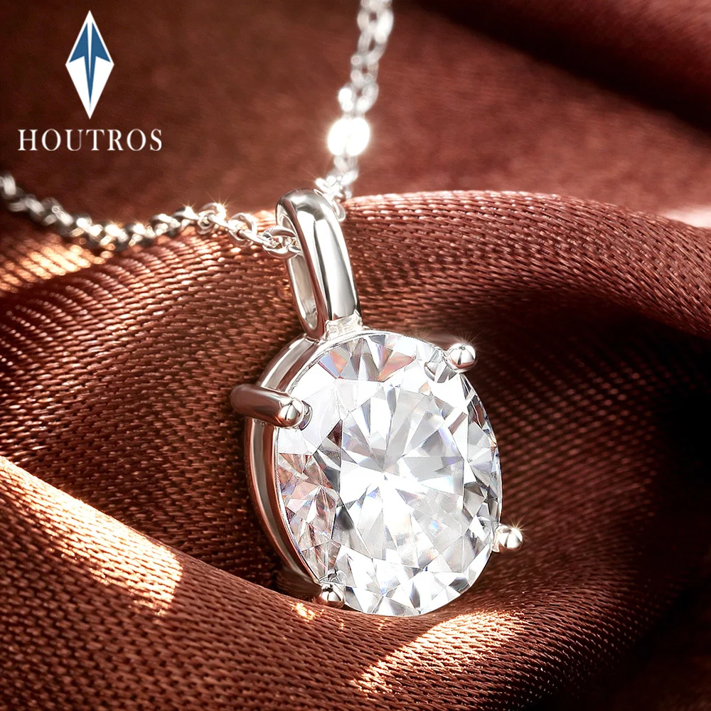 

3/4/5CT Oval Cut Moissanite Pendant Necklace 925 Silver Classic Single Lab Diamond Wedding Pendant Choker for Women Jewelry Gift