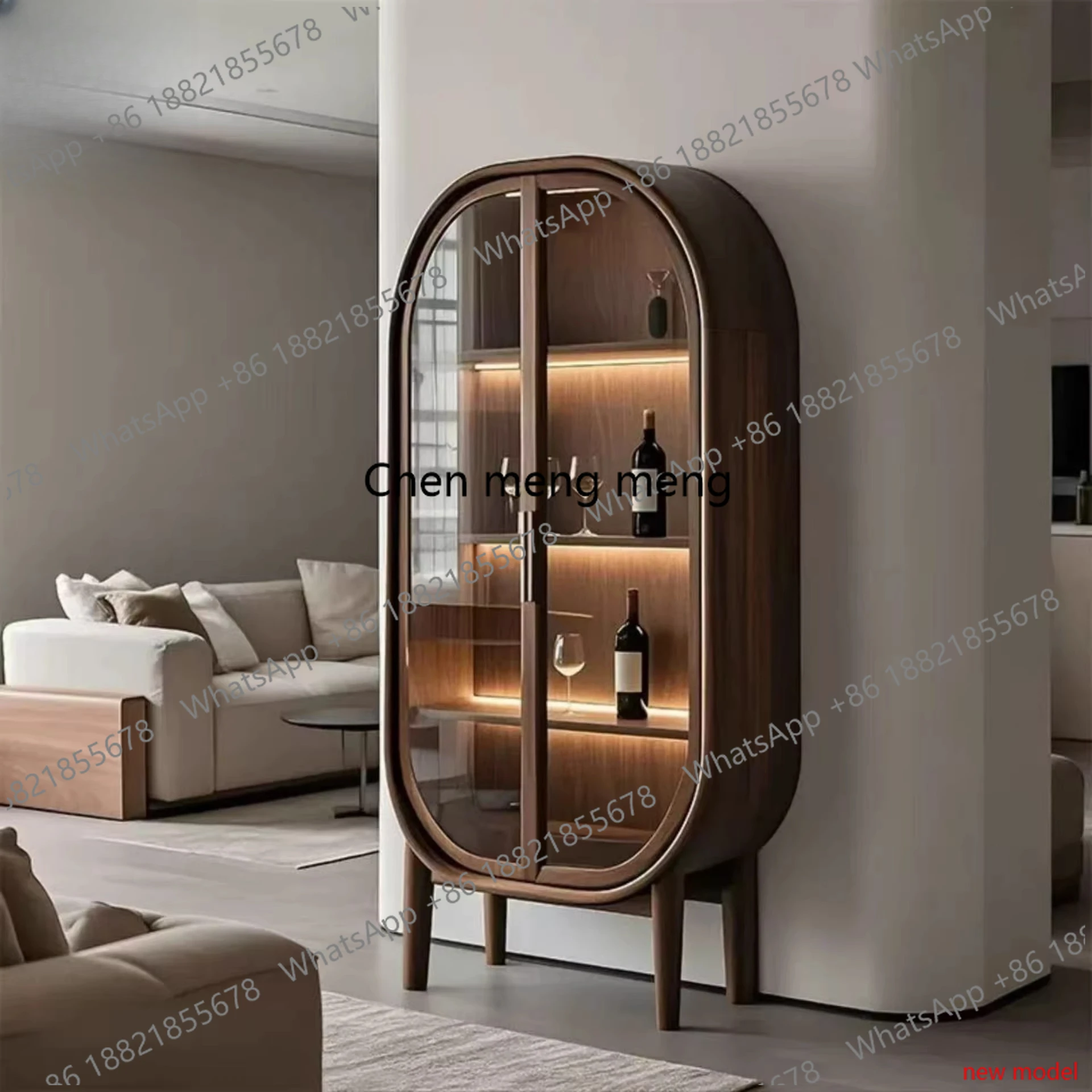Exquisite Design Wine Cabinet Italian Minimalist Solid Wood Wine Cabinet Display Decorative Bar Furniture Drankenkast