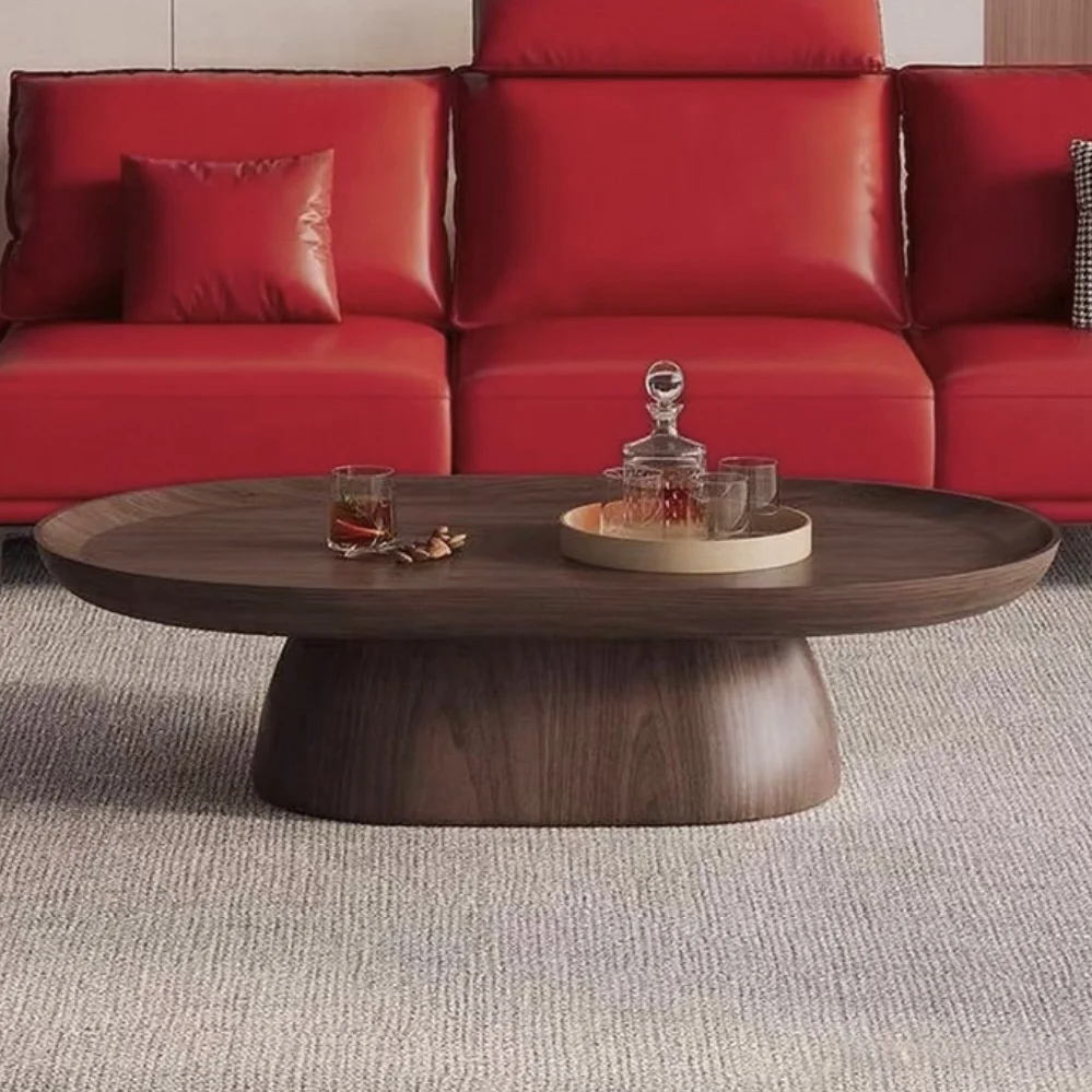 Mid Century Solid Wood Coffee Table Retro Wabi Sabi Style for Small Living Room Home