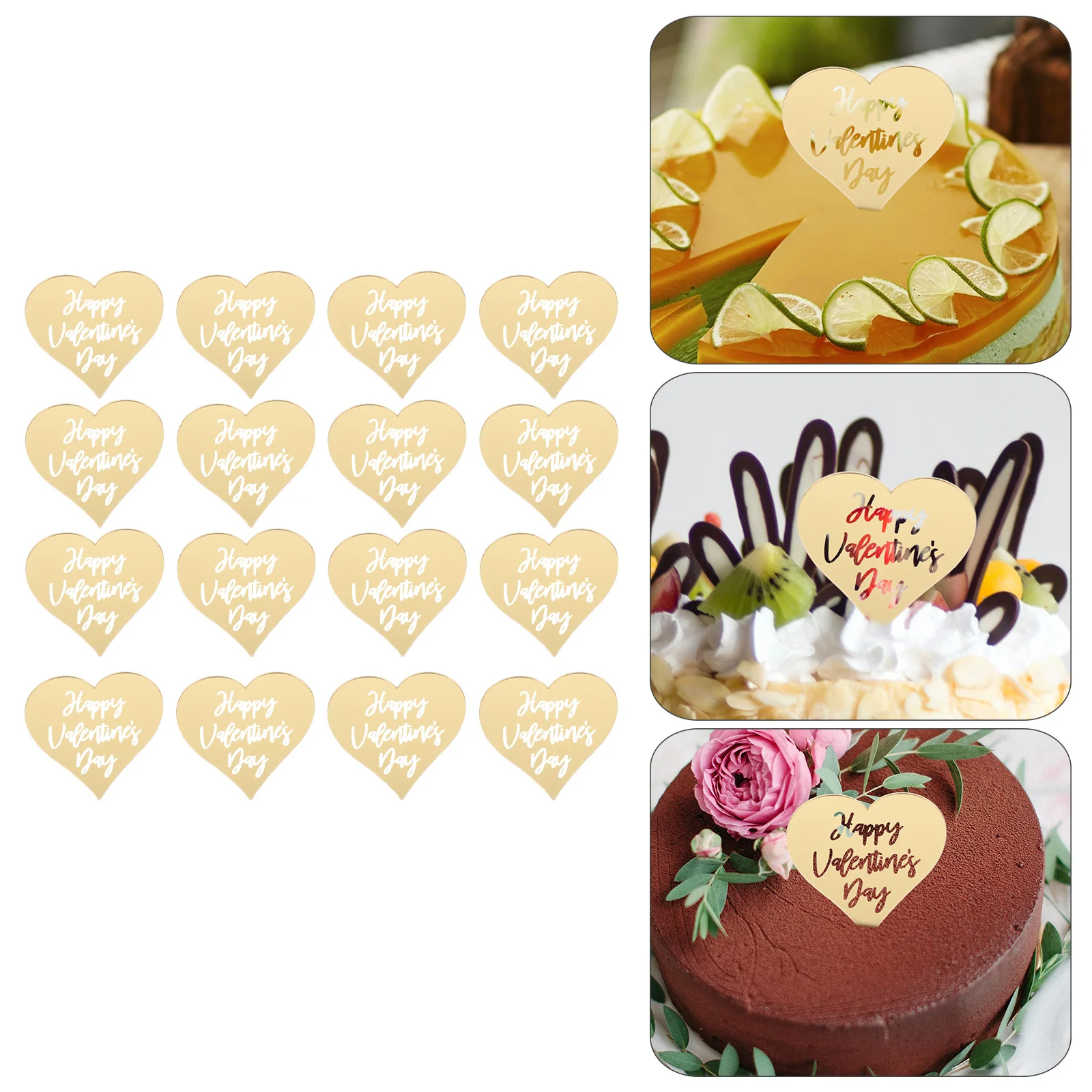 

25 Pcs Gift Cake Decorating Gifts Bride Plate Heart Topper Acrylic Cupcake Decorations Valentine Decors