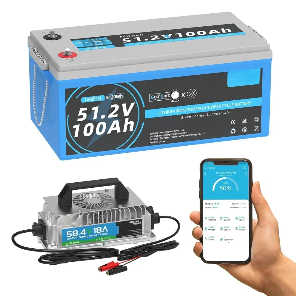 

Комплект литиевых аккумуляторов для гольф-кара 48В 100Ач, LiFePO4 аккумулятор с зарядным устройством 48В 18А, интеллектуальная BMS 200А, на заказ