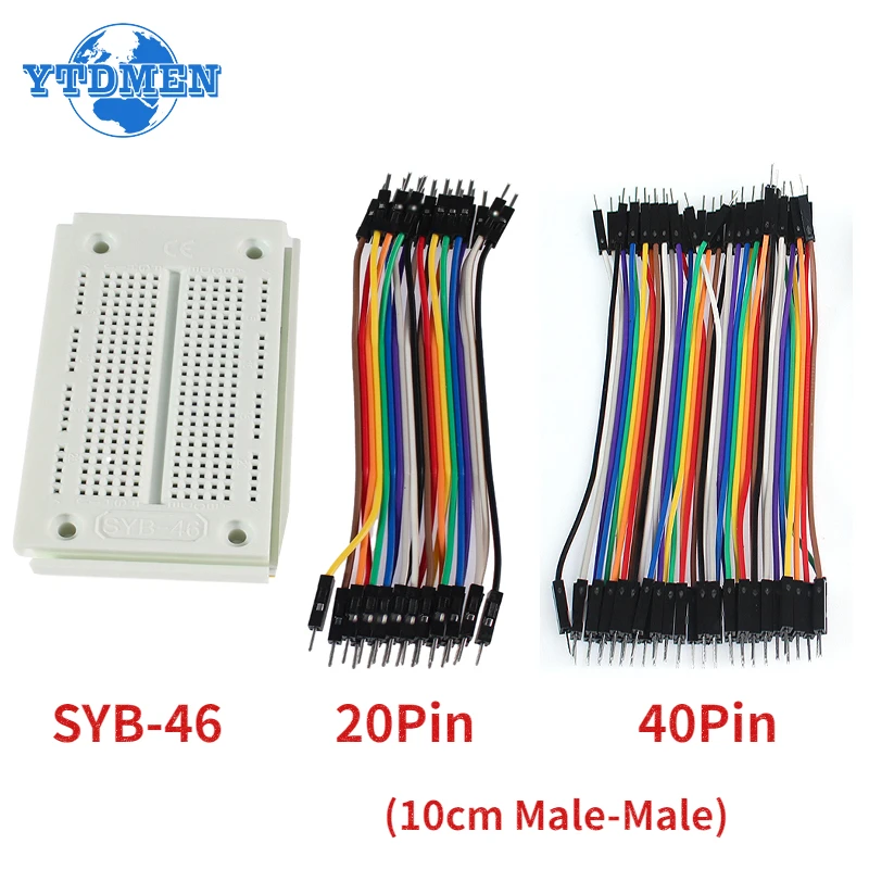 Breadboard Jumper Wire Kit SYB-46 270 Points Solderless Bread Board 10cm Cable Dupont Wire 20pin/40pin Male To Male DIY Kit