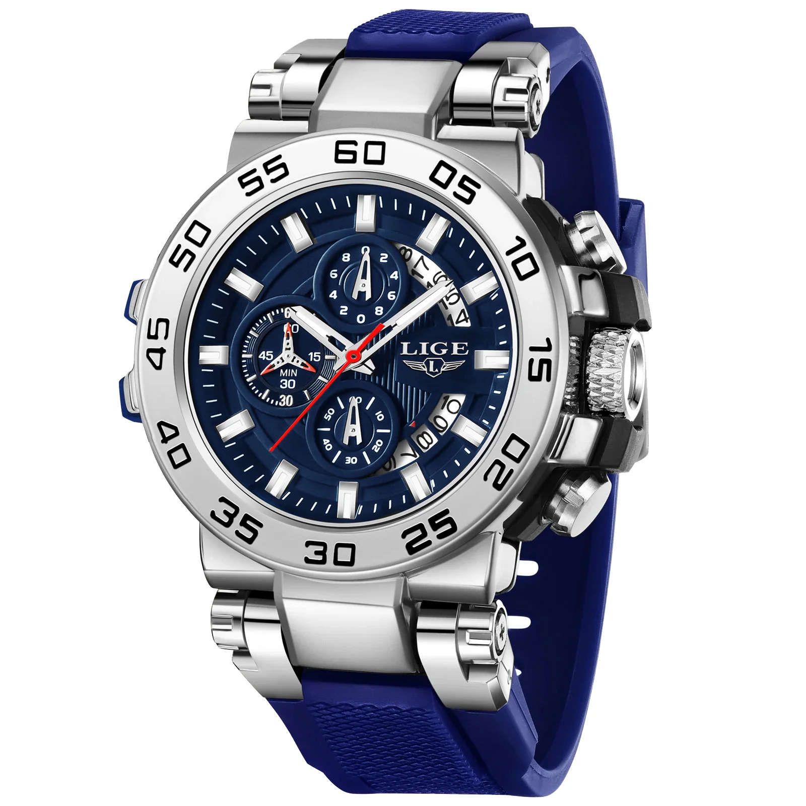 

LIGE спортивные мужские часы водостойкие светящиеся кварцевые мужские наручные часы с датой и большим циферблатом силиконовые часы для мужчин мужские часы + подарочная коробка