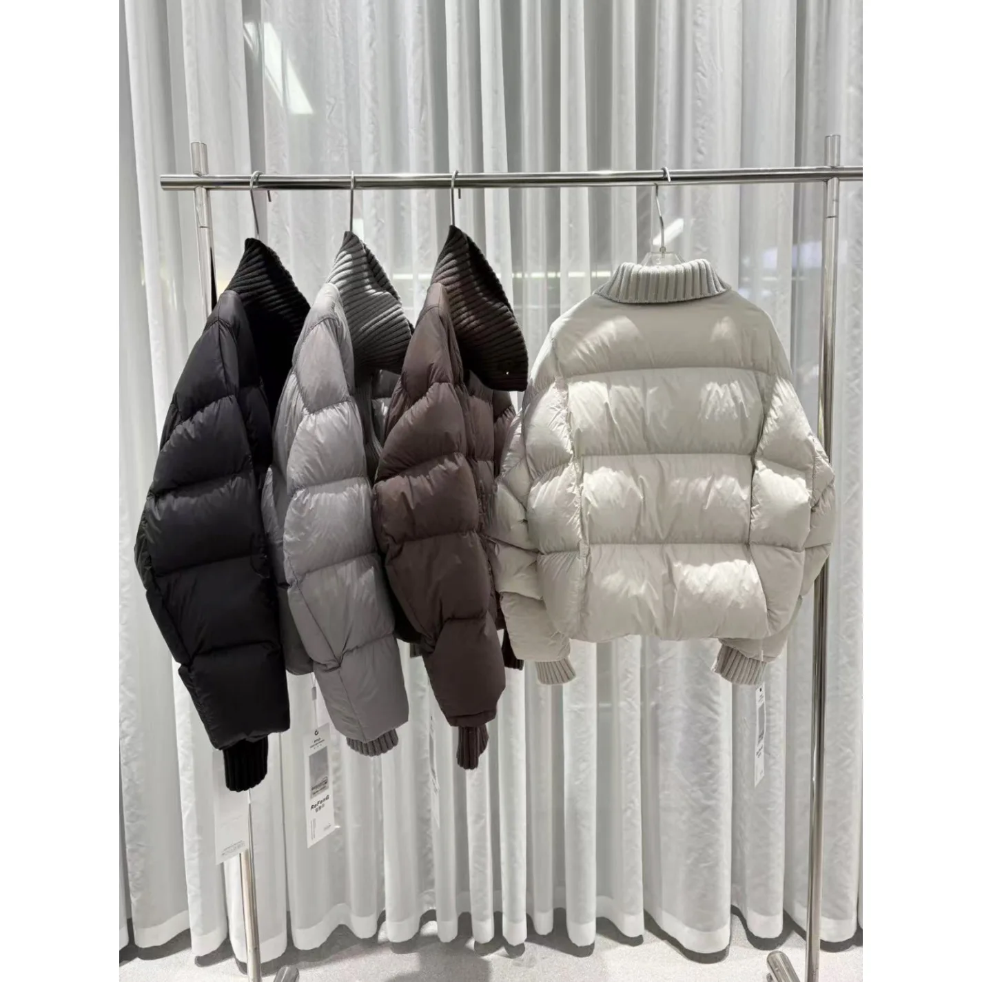 Winter Knitted Splicing Cotton Jacket For Women Korean Fashion Single Breasted Thicken Coat Casual Simple Female Warm Overcoat