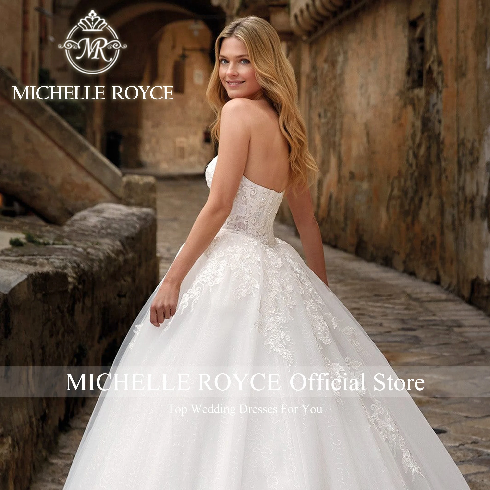 Michelle Royce ชุดชุดราตรีงานแต่ง2023หรูหราคนรัก appliques เลื่อม organza ชุดเจ้าสาวที่สวยงาม vestidos de Novia