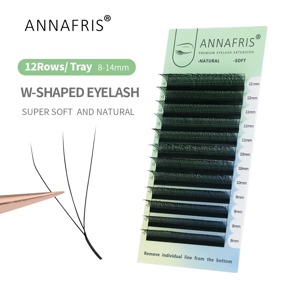 ANNAFRIS 3D W Shape przedłużanie rzęs gotowe wentylatory objętościowe w kształcie litery W koniczyna naturalne miękkie sztuczne rzęsy z norek