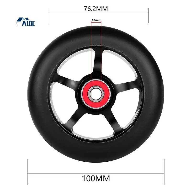 A18E-2Pcs 100 مللي متر سكوتر استبدال عجلات مع محامل الألومنيوم مقاومة للاهتراء بولي PU سكوتر أجزاء سكوتر الملحقات