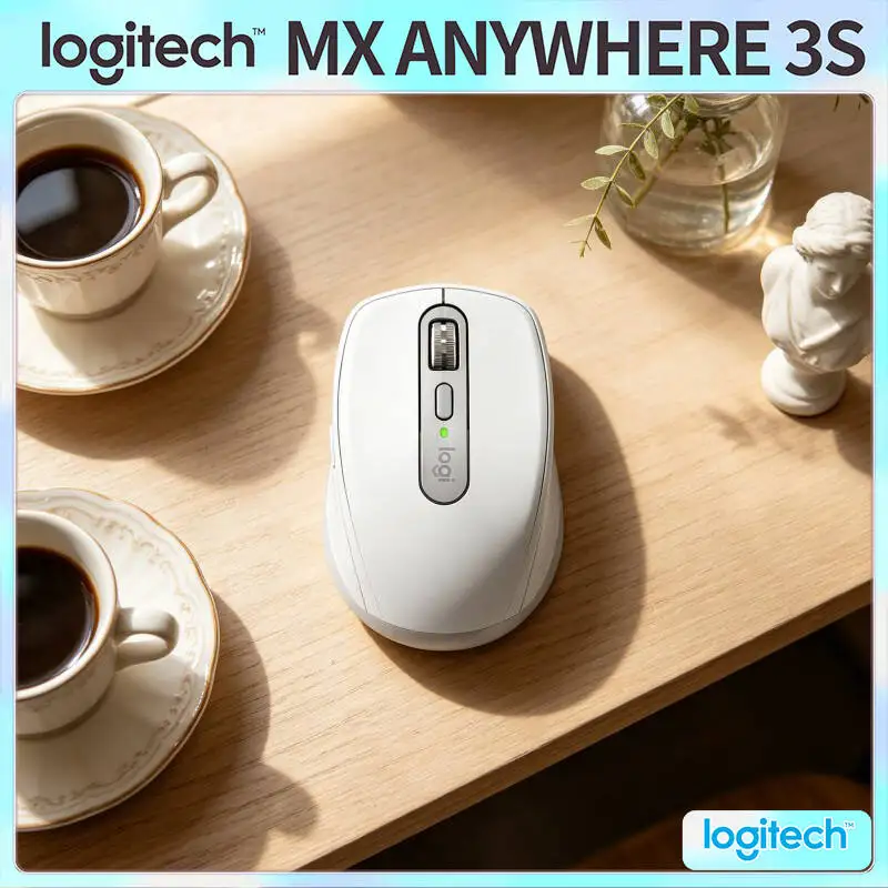 Portable MX Anywhere 3S Mouse - 8K DPI Darkfield Hyper-Scroll Silent Click Tech Compact for Outdoor Book Fair Workstation Booth