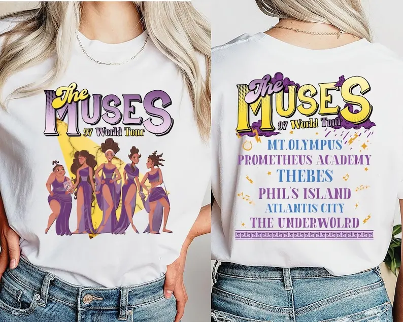 Frauen Retro Anime Cartoon T-Shirt Sommer Hercules The Muses 97 World Tour Komfort Farbe Shirt Straße Oversize Baumwolle Sport Jersey