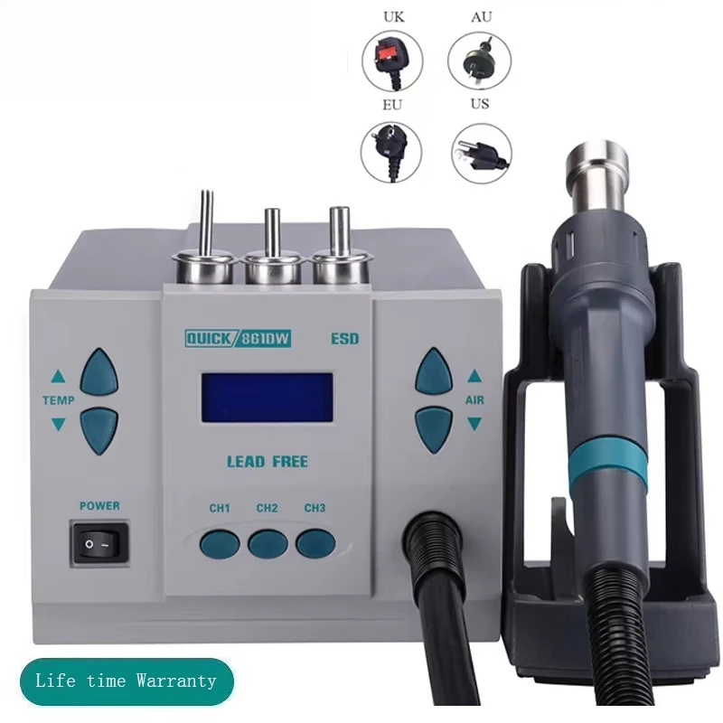 Original 1000W 220V QUICK 861DW Heat Gun Lead Free Hot air Soldering Station Microcomputer Temperature Rework Station