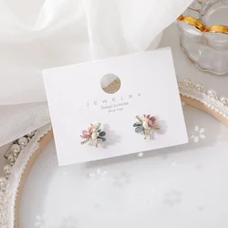 New Korean Trendy Handmade Colorful Sweet Flowers Stud Earrings For Women Shiny Jewelry Fashion Oorbellen Gifts