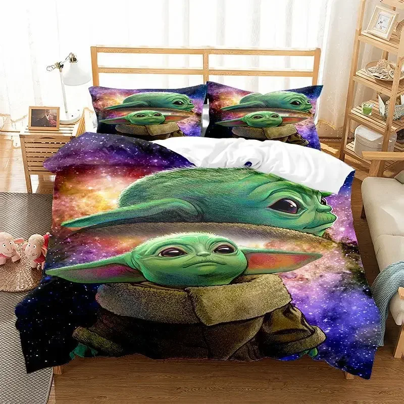 Stars Wars Anime Movies Peripheral Yoda Bedding Sets Duvet Cover Sets Duvet Cover Pillowcase Kawaii Children Boy Birthday Gifts