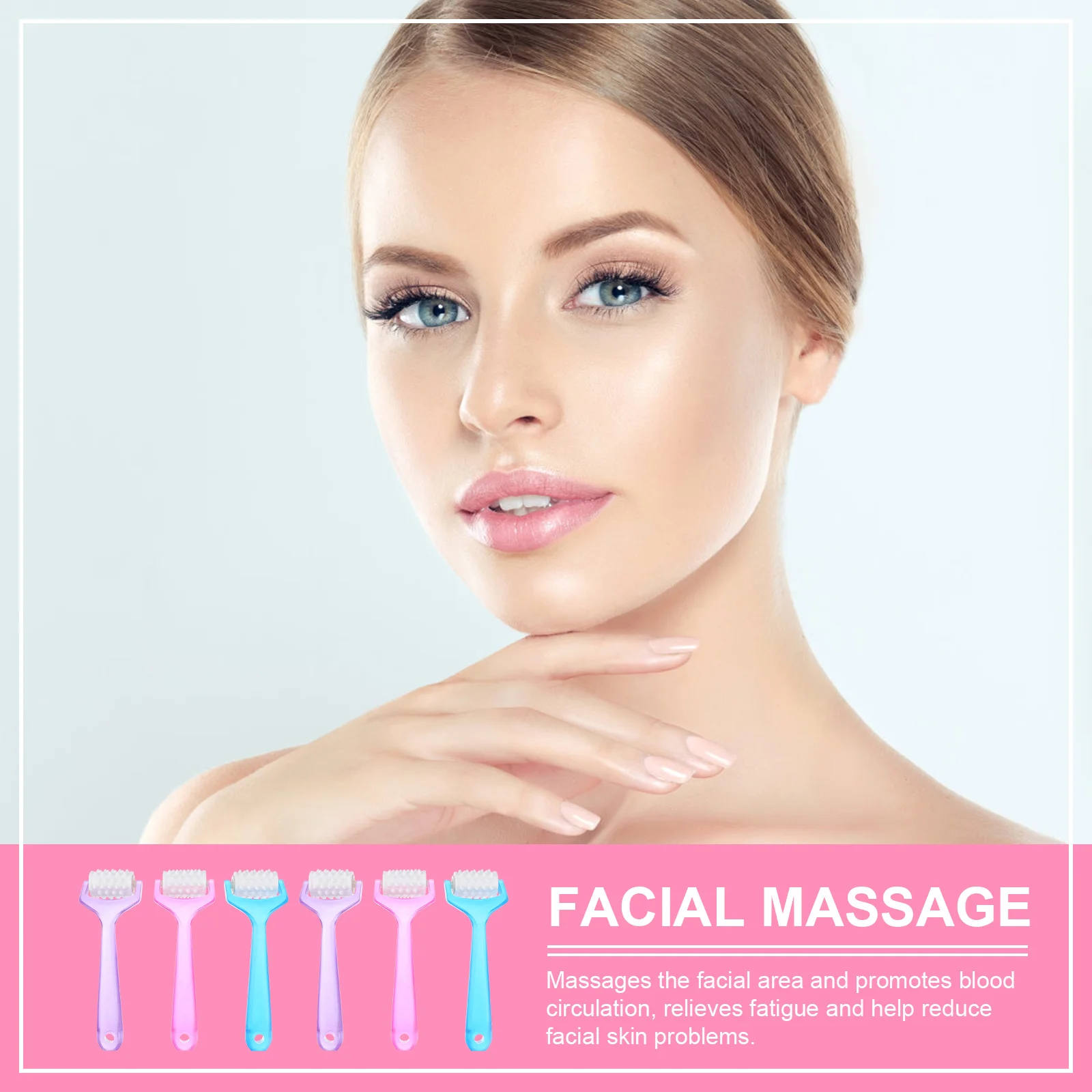 6Pcs Facial Massage Roller Plastic Manual Face Massager Lifting Tool for Skin Care Blood Circulation Wrinkle Reduction