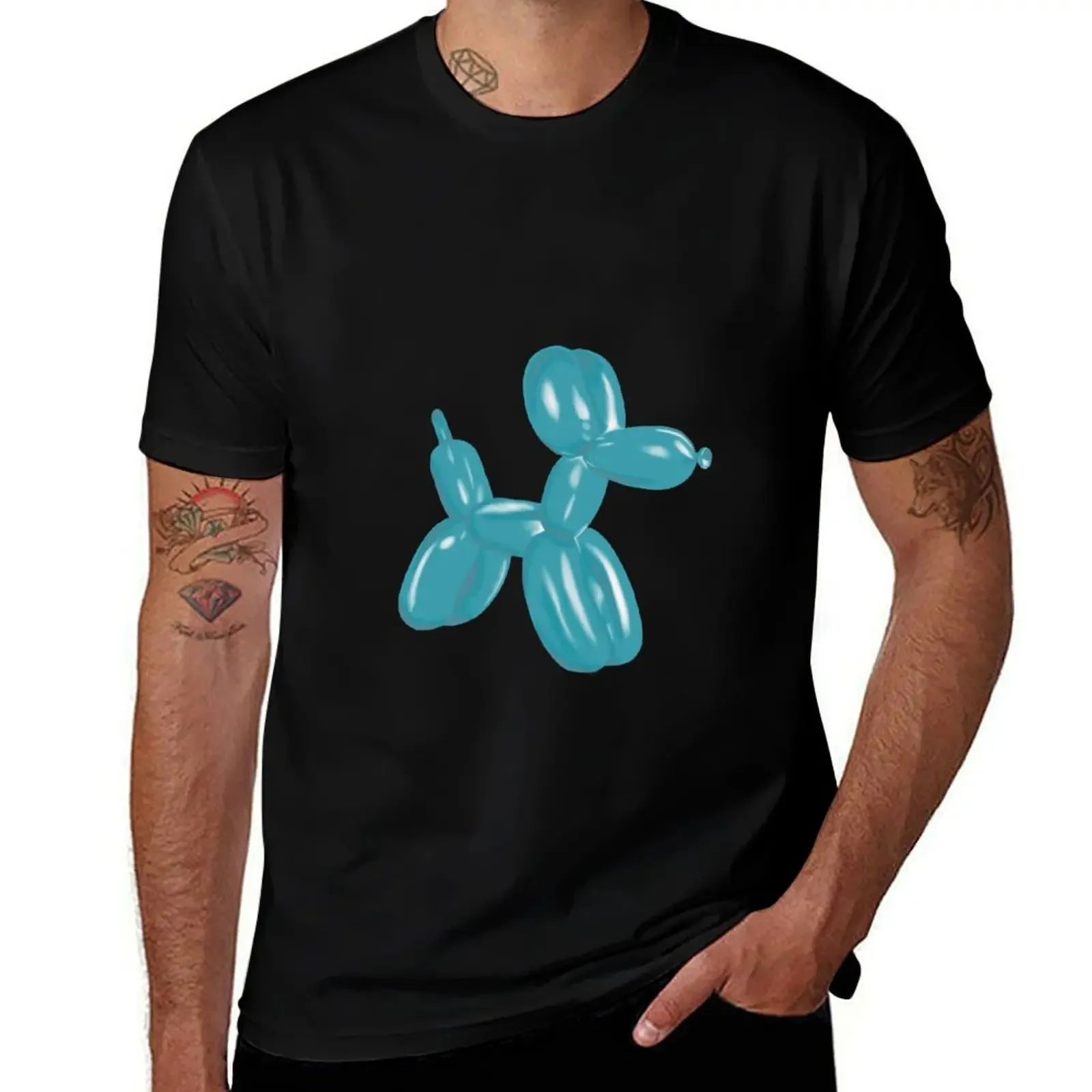 

Teal Blue Balloon Dog T-Shirt plus size clothes quick drying plus sizes plus size men clothing
