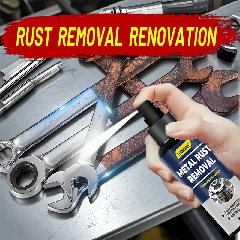 Potente spray per la rimozione della ruggine, formula rapida per porte da pavimento in metallo, sicuro per ferro, acciaio, alluminio cromato, cucina del bagno dell'officina domestica