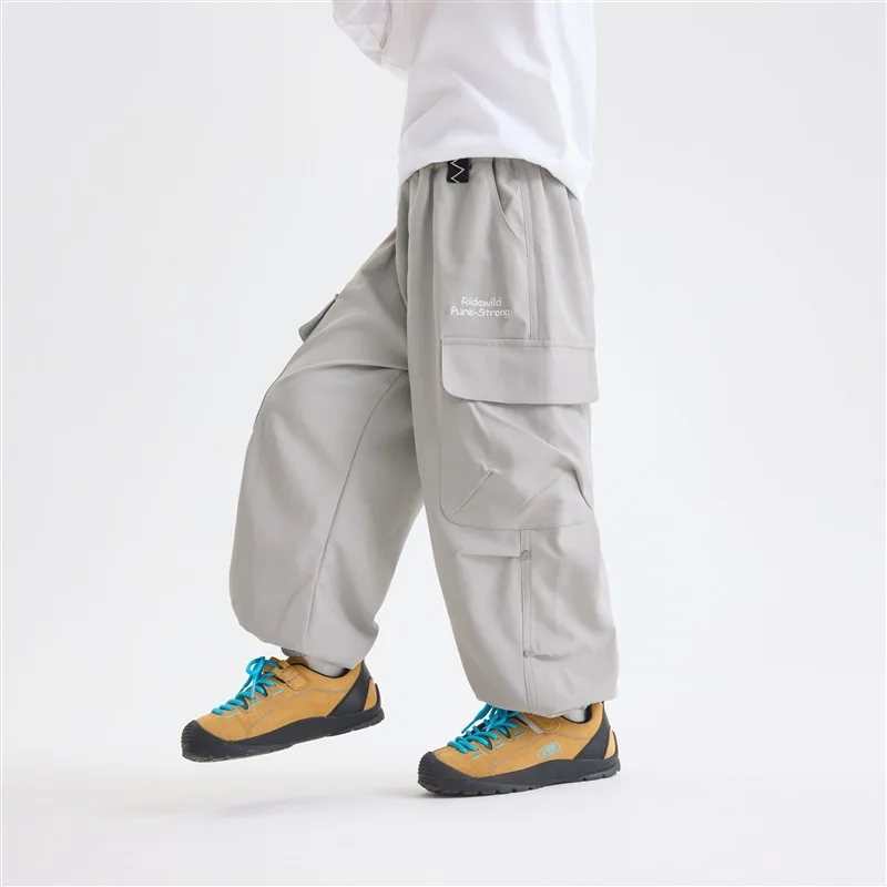 2026 Boys' Korean Version New Boys' Rugged Wind-Resistant Workwear Cargo Pants - Outdoor Durable Multi-Pocket Hiking Trousers