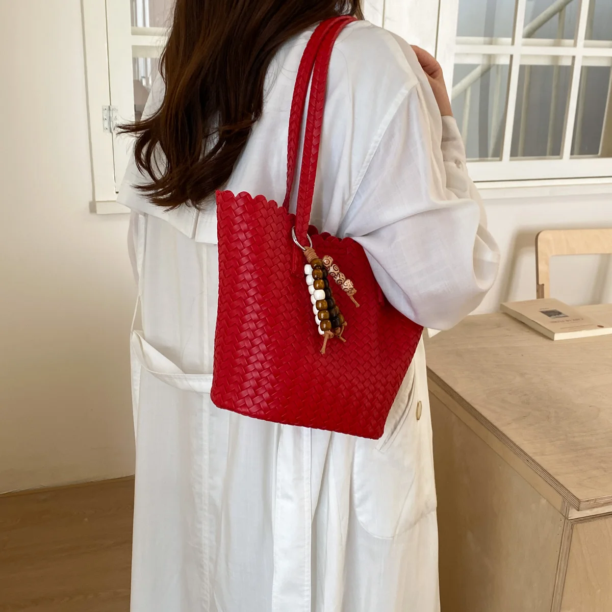 

Women's Small Leather Grain 2-Piece Shoulder Bags Set Minimalist Commute Aesthetic Daily Work Shoulder Handbag 2026 Tote Bags