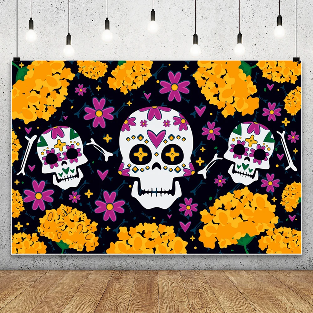 Mexican Carnival Day of The Dead Photography Backdrops Multicolor Fiesta Cinco DeMayo Wedding Birthday Party Decor Backgrounds