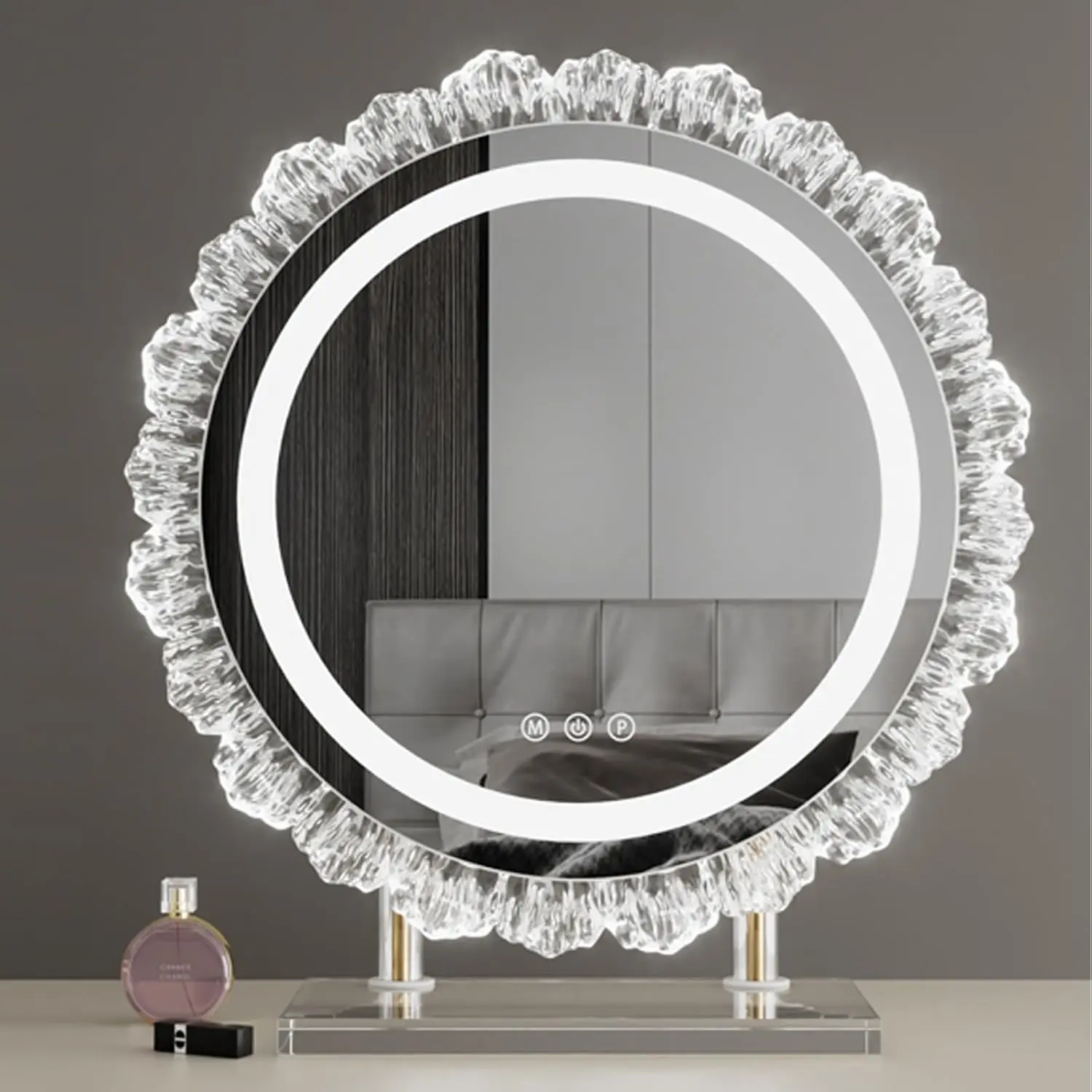 

Vanity Mirror with Lights LED Makeup Mirrors Tabletop Smart Touch Control 3 Colors Dimmable Mirror Gifts for Teen Girls Dorms