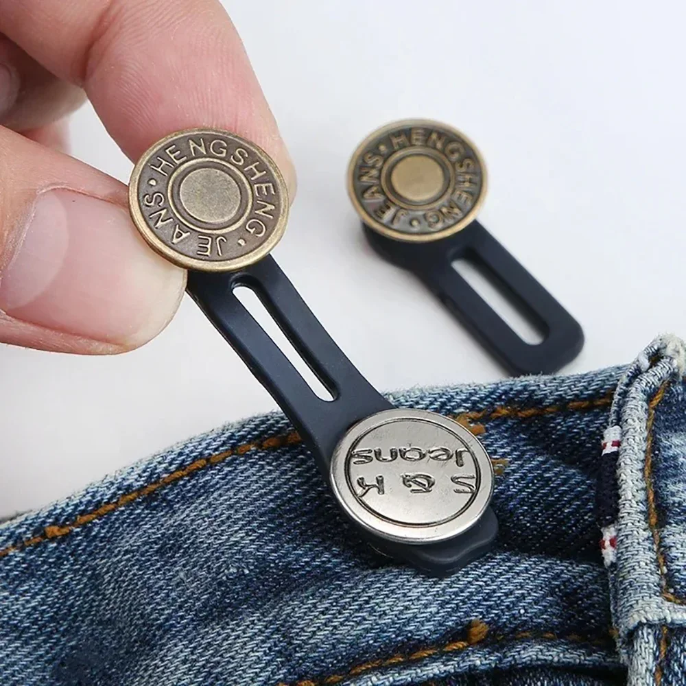 6pcs Universal Waist Expander DIY Crafts Metal Button Jeans & Pants Waist Extended Buckle Retractable Waistline Extended Button image 3