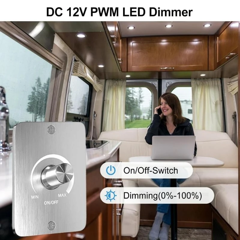 

12V LED Light Dimmer Switches Adjustable LED Dimmer for Motorhomes & Marine Use