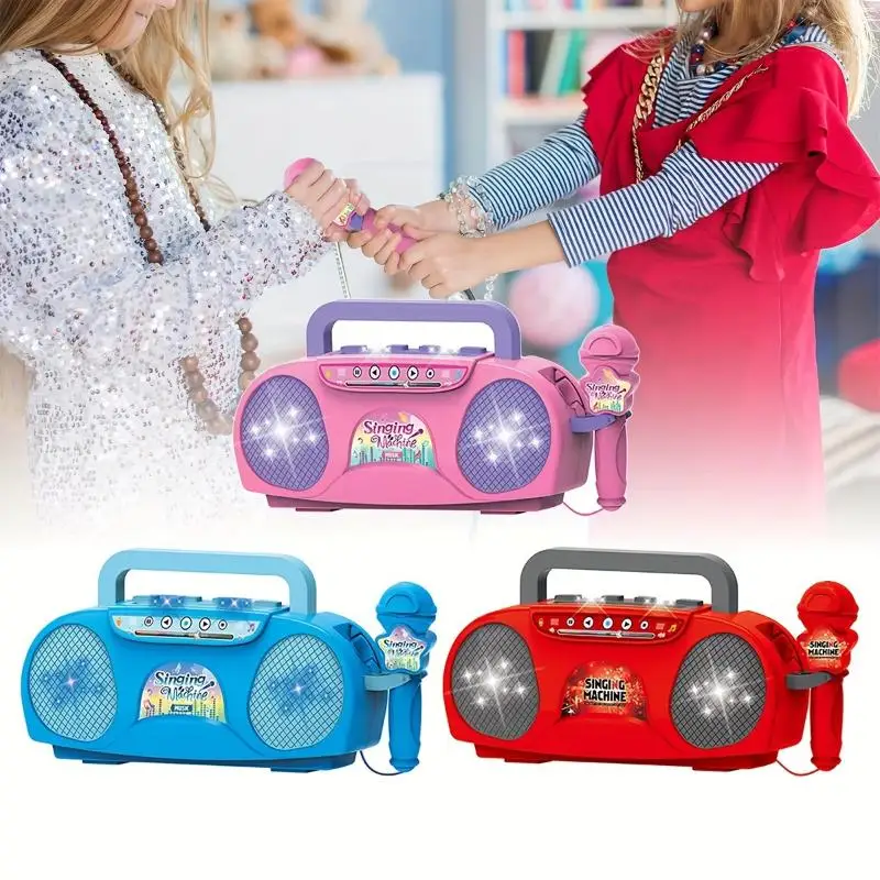 1Pcs Radio Musik Lautsprecher Karaoke Tragbare Singen Maschine Mit Mikrofon kinder Spielzeug Musical Instrument Mädchen Jungen Geschenke