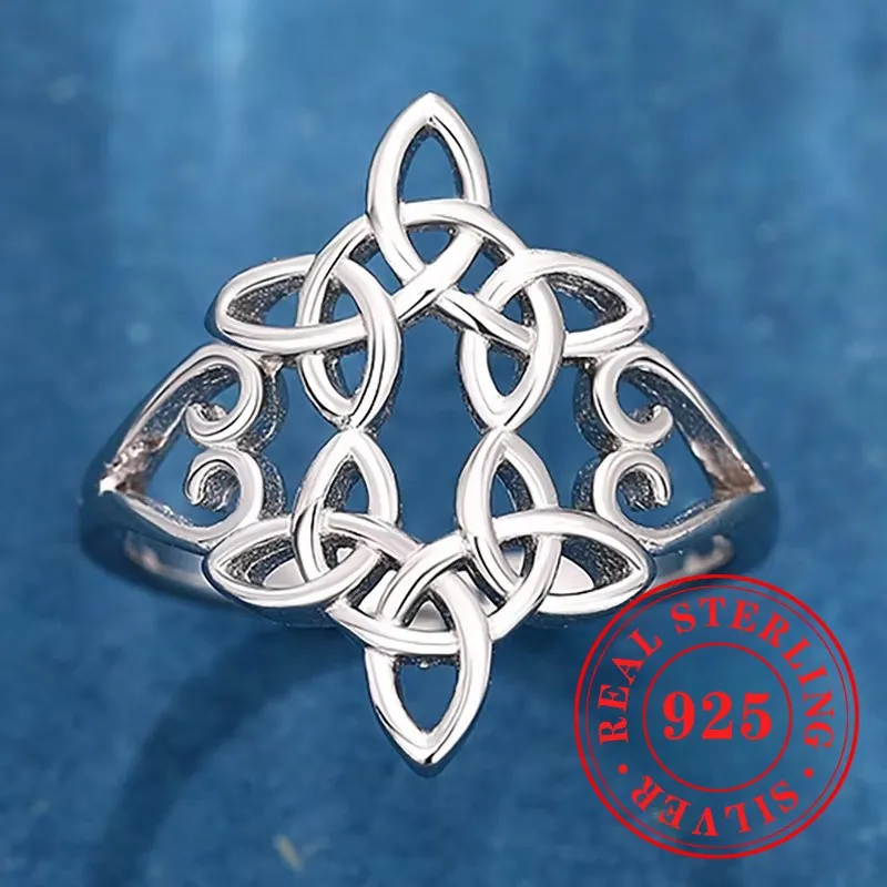 Huitan 925 sterling zilveren ringen voor vrouwen minimalistische Keltische knoop ontwerp vingeraccessoires elegant temperament bruiloft sieraden