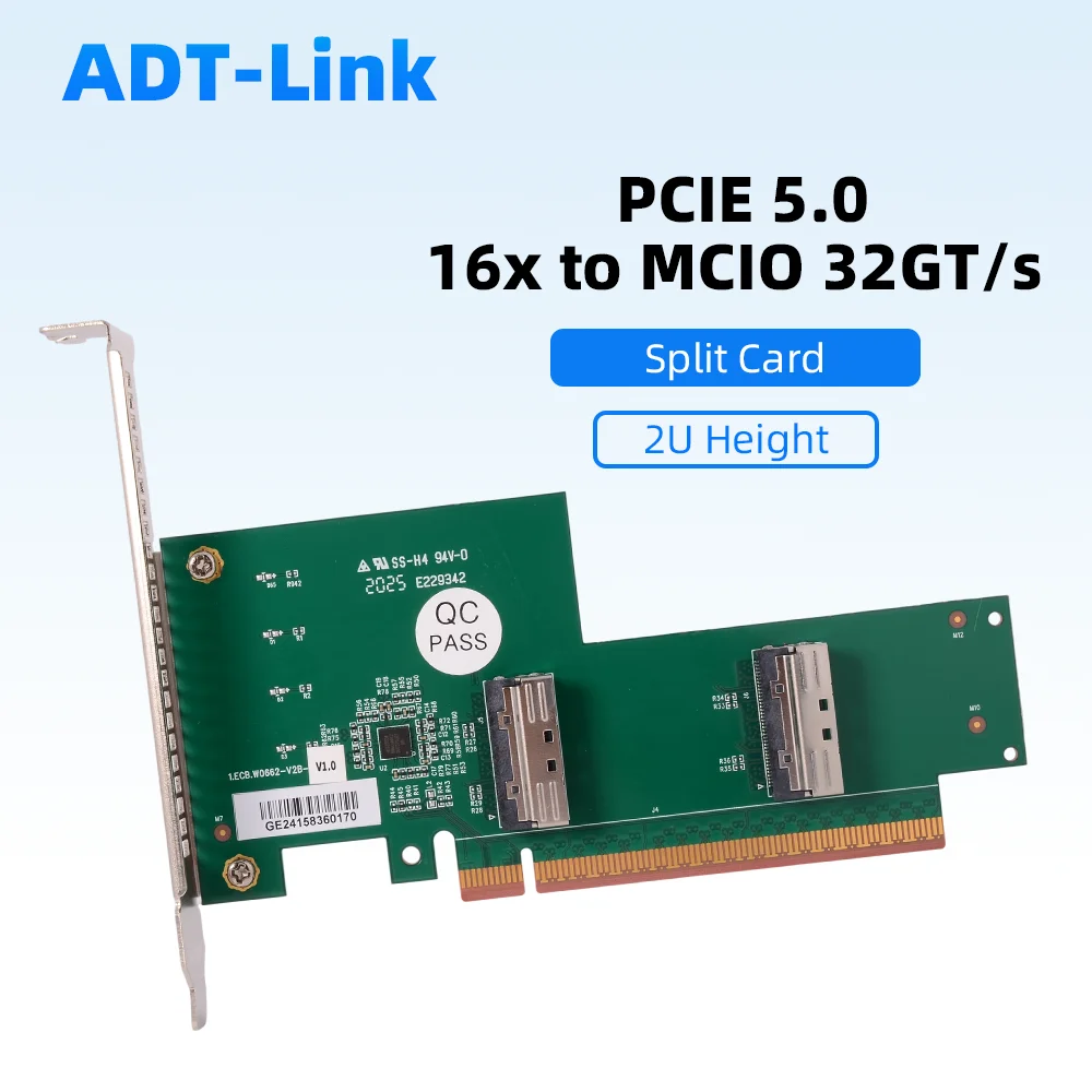 

PCIe 4.0 5.0 16x To MCIO Split Card SlimSAS SFF-8654 Baseplate Expansion Adapter Cable GPU Discrete Graphics Card External GPU