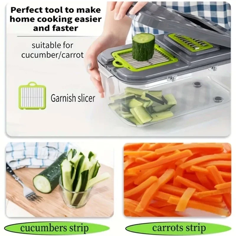 

A03F-Kitchen Household Multifunctional 22-Piece Manual Chopper Slicer Onion Diced Vegetable Potato Knife Accessories