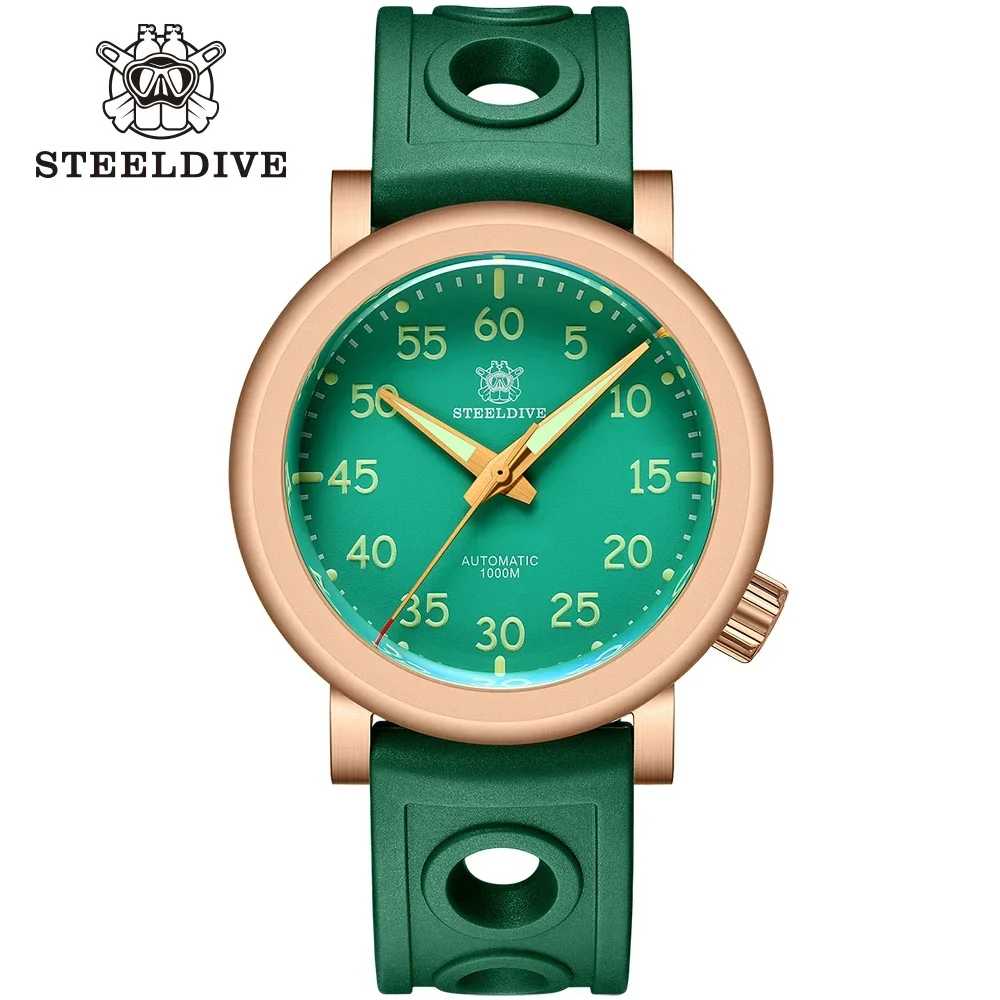 STEELDIVE SD1910S Bronze Fully Automatic Mechanical Men's Wristwatch NH35 Movement C3 Luminous 100Bar Waterproof