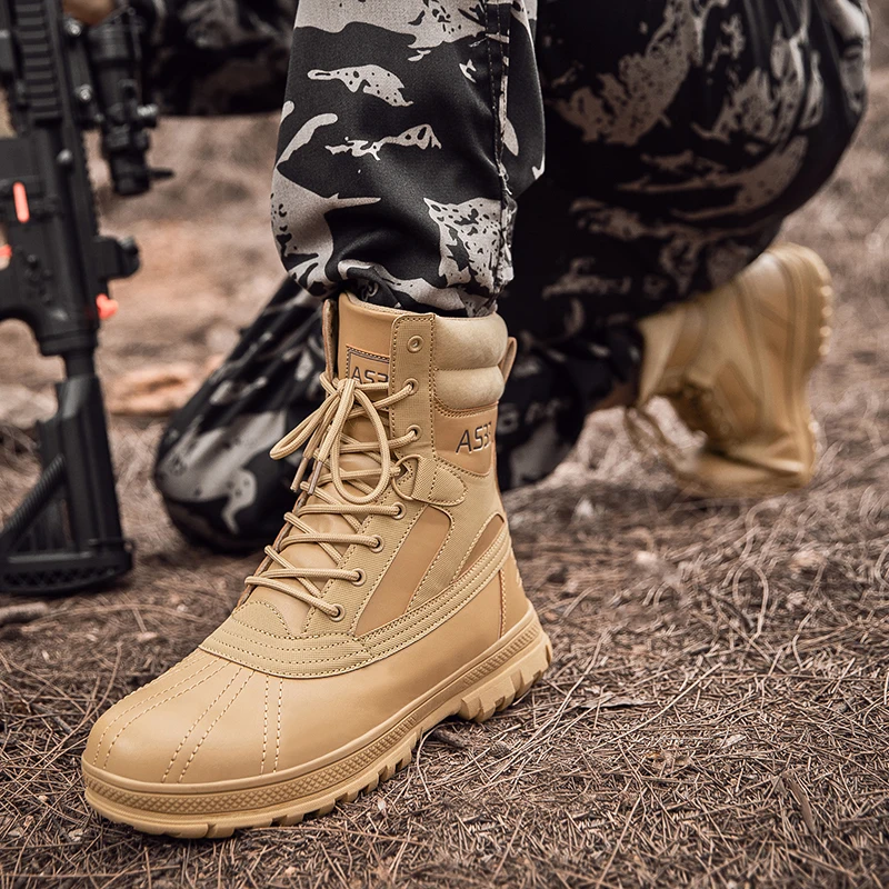 الرجال الأحذية التكتيكية تنفس المضادة للانزلاق العسكرية الصيد حذاء للسير مسافات طويلة حجم زائد مقاوم للماء الصحراء دراجة نارية الجيش تسلق الأحذية