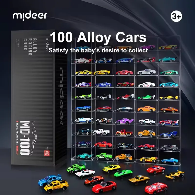 Mideer 100Pcs Simulation Alloy Model Racing Cars With Gift Box Sports Car Inertial Rebound Vehicle For Kids Boy Gifts