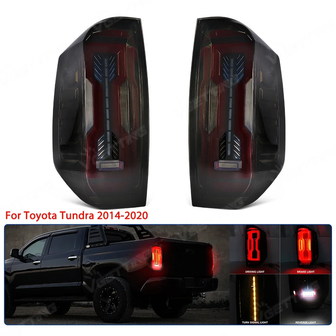 

Светодиодный задний фонарь для Toyota Tundra 2014 2015 2016 2017 2018 2019 2020 динамический указатель поворота тормозной фонарь заднего хода 12 В