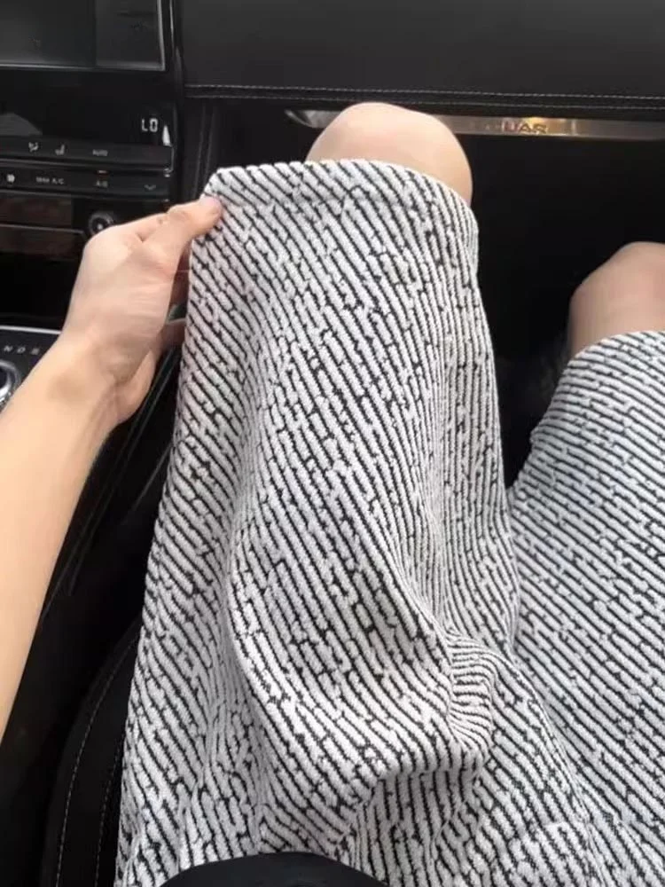 

Trendy Casual Men's Knitted ort Pants Summer American Retro Fraance Sle Five-Point Loose Straight Leg Breathable orts