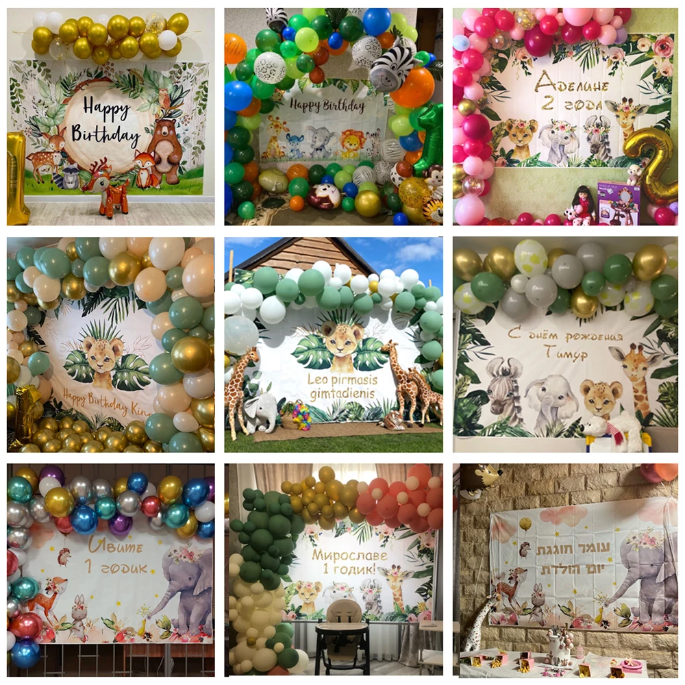 安全でワイルドな1つの背景,生まれたばかりの男の子と女の子,誕生日の装飾,出生前のシャワー,ジャングルの動物,カスタム写真の背景