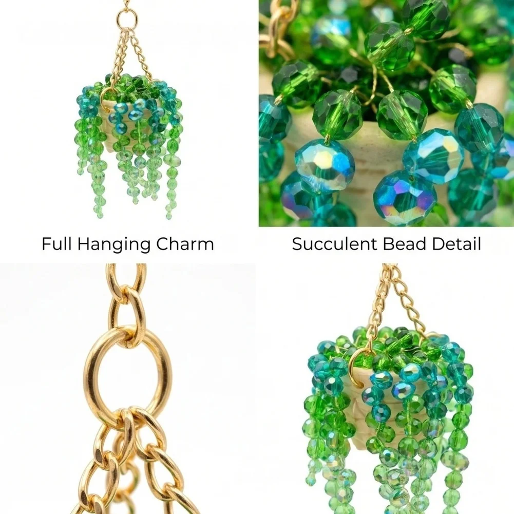 Plastic Hanging Basket Decor for Car Rearview Mirror - Beaded Design Pendant for Vehicle Interior Enhancement 15cm
