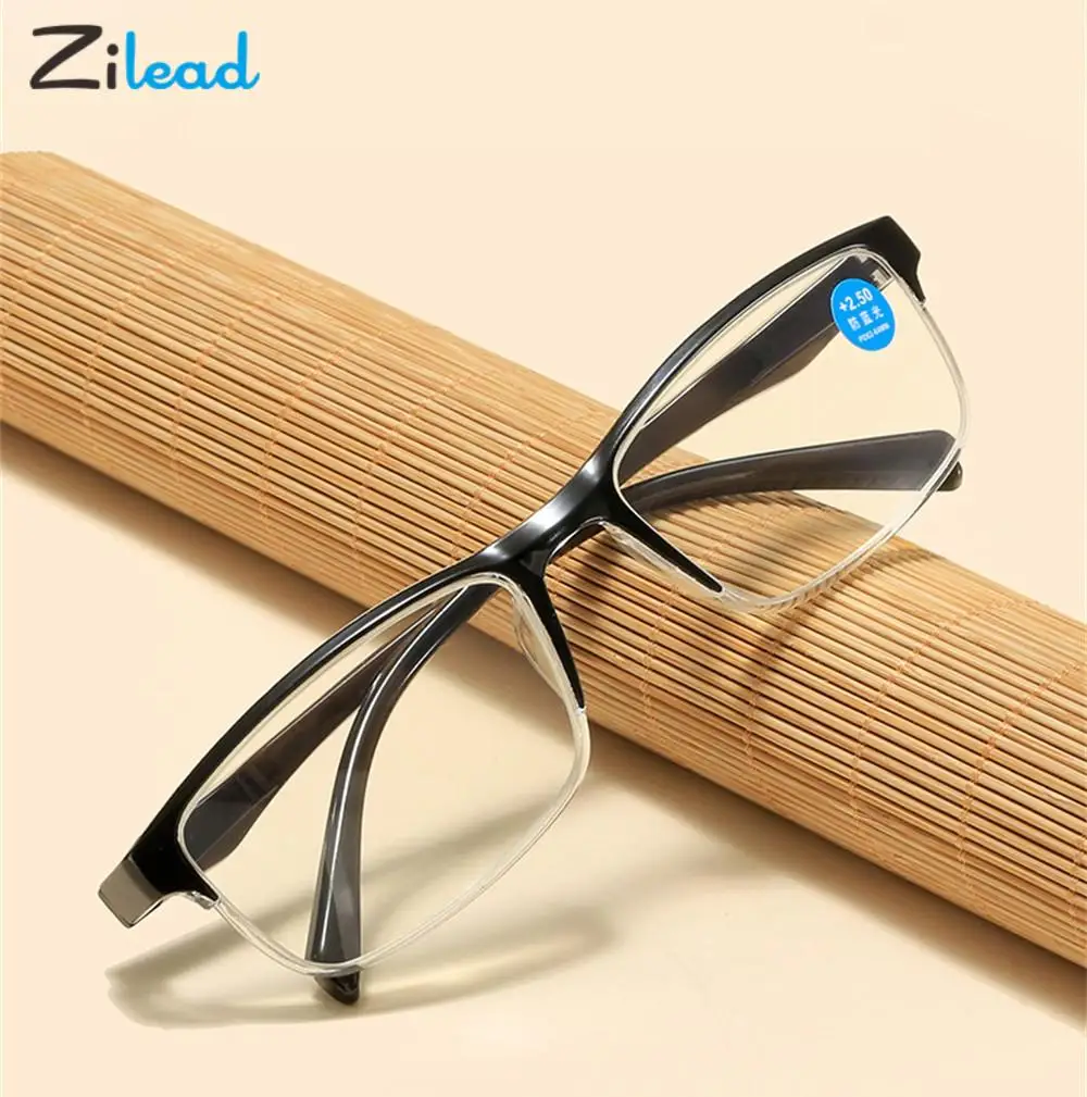 

Zilead+1+1.5+2+2.5+3+3.5+4 Anti Blue Light Reading Glasses Women Men Ultralight Half Frame Presbyopic Eyeglasses Hyperopia Glass