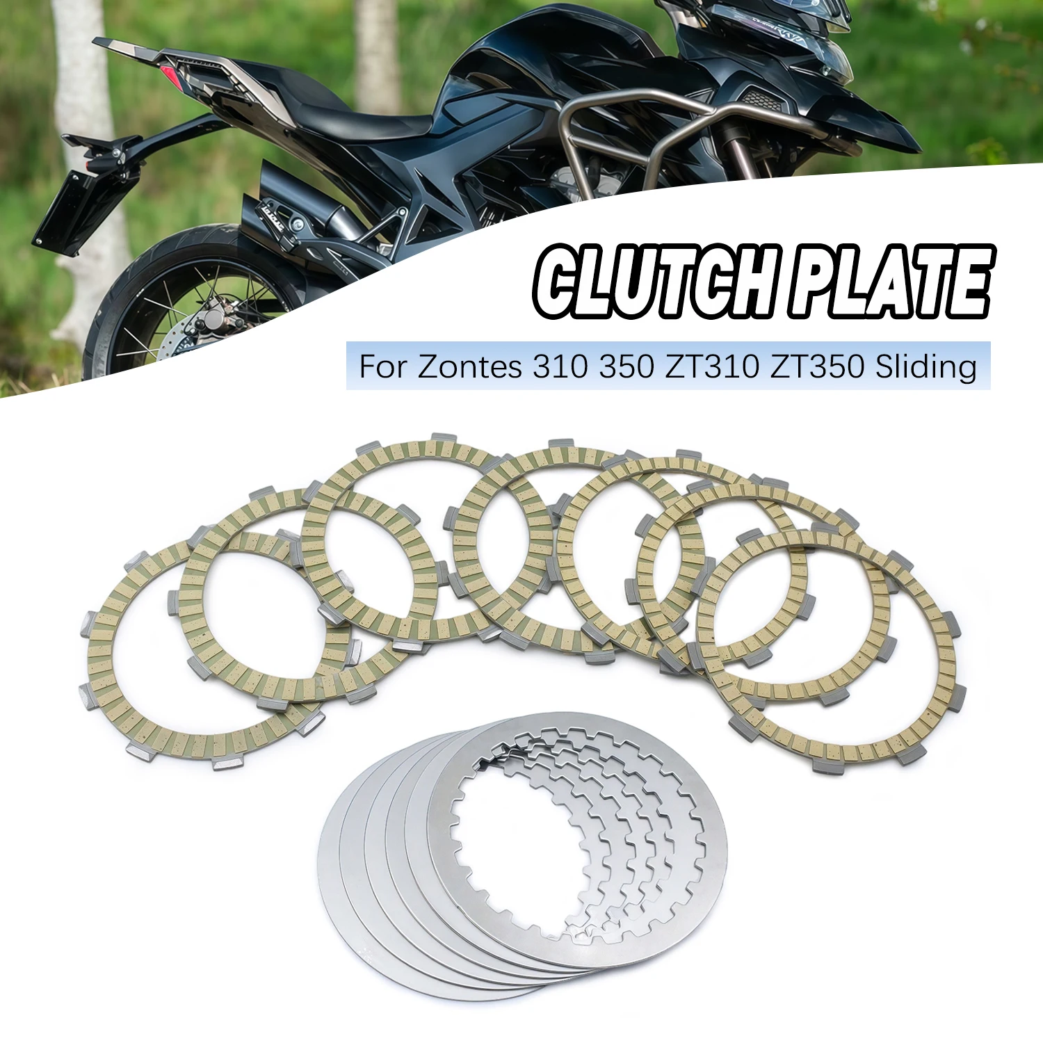 

Cylinder Head Engine Parts Motorcycle Clutch Plates Friction Disc Steel Plate Kit For Zontes ZT 310 350 ZT310 ZT350 Sliding