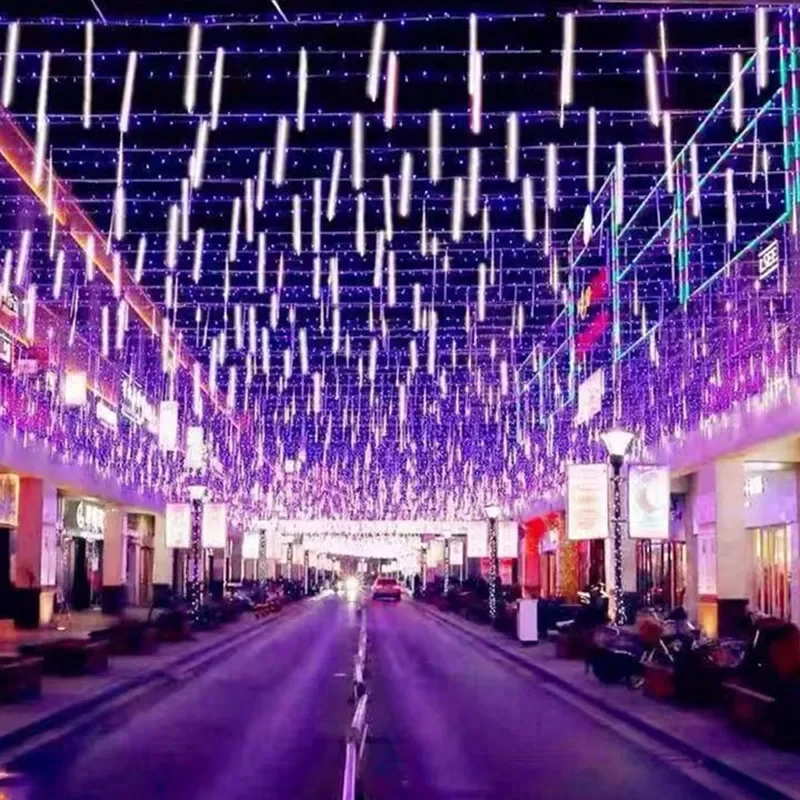 Guirnalda de luces para decoración de árbol de Navidad, tubos de 32/24/16/8, guirnaldas de calle, luces de jardín de hadas para año nuevo al aire libre